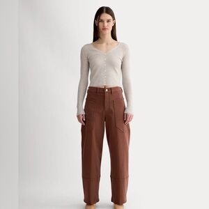 Everlane women’s Utility Gardener Pant wide leg high waist Rosewood Size 31R NWT
